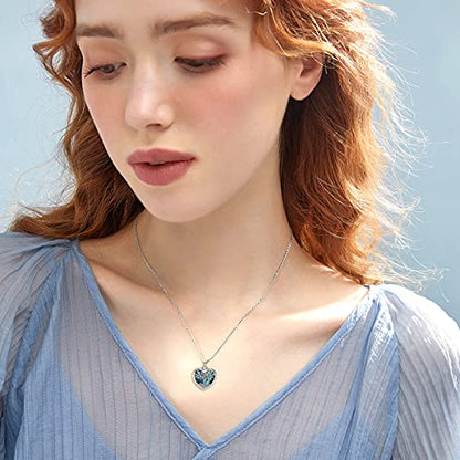 TOUPOP Tree of Life Urn Necklaces for Ashes 925 Sterling Silver Heart Cremation Jewelry Memorial Keepsake Jewelry with Funnel Filler for Women Men - color: A-Heart Tree of Life-Abalone Shell