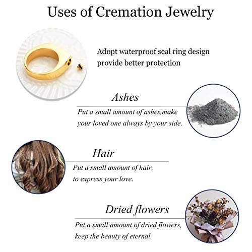 Minicremation Cremation Jewelry for Ashes Geometry Simple Style Memorial Urn Ring Ashes Holder with Fill Kit Keepsake Cremation Ring for Men - color: Gold