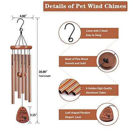 VENBEEL Pet Memorial Gifts for Dogs, 28" Dog Memorial Wind Chime, Pet Loss Sympathy Gift, Loss of Dog Remembrance Condolences Passing Away Gift - color: A-water-gold