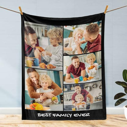 D-Story Custom Blanket with Photos Text Personalized Blankets and Throws Customized Fleece Picture Blanket for Adult Kid Funny Birthday Gifts for Family Couple Wife Husband 5 Photos - color: B2-5 Photos