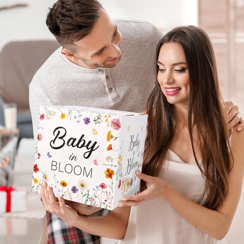 Hxezoc Baby in Bloom Card Box Baby Shower Wildflower Favors Post Box Cardboard Receiving Diaper Raffle Card Box Holder for Reception, Baby Showers, Baby Birthday Party Table Centerpiece Decorations - style: Baby in Bloom