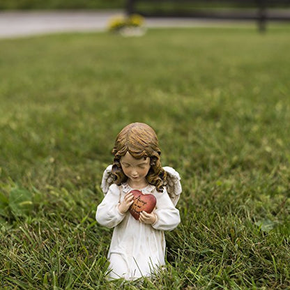 Joseph's Studio by Roman, 11.75" H Memorial Angel Holding a Heart Garden Statue, Outdoor Décor