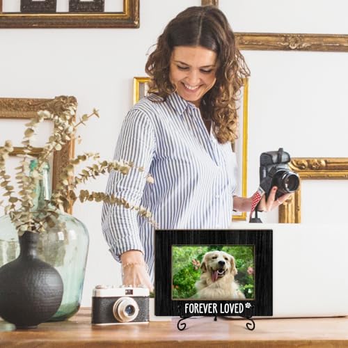 Dog Photo Frame - Forever Loved, Memorial Gifts for Women Friend Coworker, Fit 4x6 Picture With Stand, Home Desk Decor Tabletop Display, Paw -Txk73 - style: Dog - B