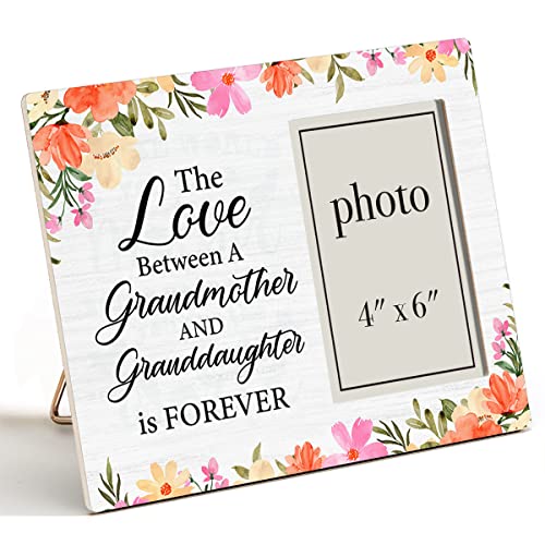 Zauly Grandma Wooden Picture Frame Gift from Granddaughter | Floral Grandmother & Granddaughter Wood Photo Frame Gifts, Tabletop & Wall Mounting, 4X6 Inch Photo - color: Grandma