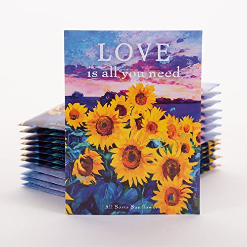 Love is All You Need - 25 Assorted Sunflower Packets for Planting, Helianthus Flower Seeds, Beautiful Valentine's Day Gift, Bentley Seed Co. - style: Love Is All You Need