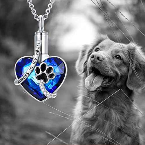AOBOCO Heart URN Necklace S925 Sterling Silver Cremation Necklaces for Ashes Embellished with Crystals from Austria, Fine Keepsake Memorial Jewelry (Package including a Necklace/Pin/Funnel) - style: A7 Always in my heart