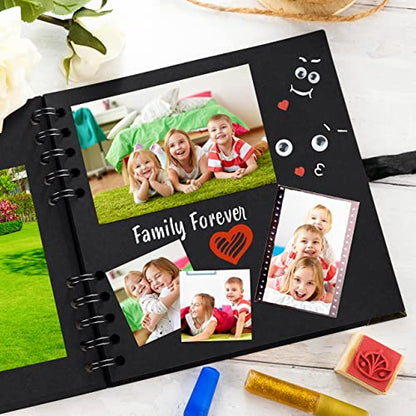 Scrapbook Album, 36 Pages, 7 x 7 Inch, Black Photo Album, Scrap Book | Hardcover with Thick 250 GSM Kraft Paper, Ideal for Your Scrapbooking Albums, Art & Craft Projects (Black, 7 x 7 Inch) - color: Black, size: 7 X 7 Inch