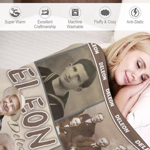 Artsadd Personalized Blanket in Memory of Mother Father, Custom Throws with Picture Text Name, Memorial Gift for Loss of Loved One,Remembrance Gift - color: Multi Photos+multi Names 02