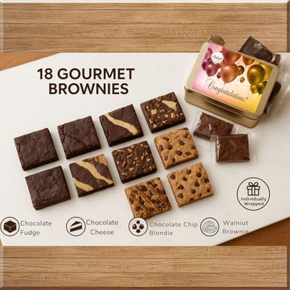 Congratulations Gifts For Women Congratulations Gift Basket - 8 Individually Wrapped Brownies Freshly Baked in a Variety of Flavors - Dulcet's Signature Flavored Fudge Brownies - Gift Box Comes with Congratulations Card - style: Congratulations