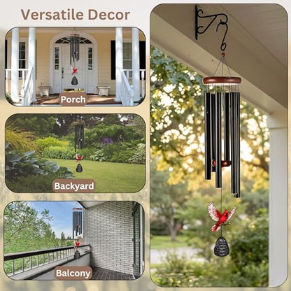 Memorial Wind Chimes for Loss of Mother, Sympathy Gifts for Loss of Mother - 36'' Red Cardinal Wind Chimes for Outside with Mute Option, Gift for Someone Who Lost Their Mom, in Memory of Mom