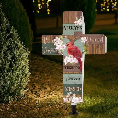 Yousoontic Solar Cross Lights Cardinal Grave Outdoor Stake, Elegant Style - style: Elegant Style
