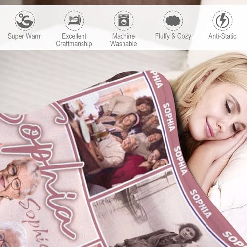 Artsadd Personalized Blanket in Memory of Mother Father, Custom Throws with Picture Text Name, Memorial Gift for Loss of Loved One,Remembrance Gift - color: Multi Photos+multi Names 01