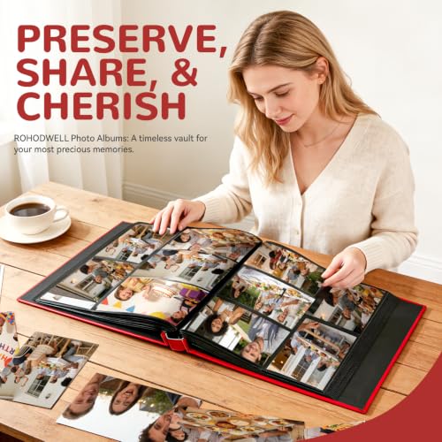Photo Album 4x6 600 Slip-in Pockets, PU Leather Large Capacity Photo Book | Holds Horizontal & Vertical Photos Acid-Free for Mom Grandma Baby Shower Wedding Anniversary Christmas - color: Red