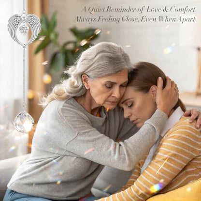 Memorial Sympathy Gifts for Loss of Loved One, Memorial Crystal Suncatcher | Heart-Wings Suncatcher for Mother Remembrance, Miscarriage & Bereavement Grief Gift Ideas for Loss of Mom Dad Husband Baby