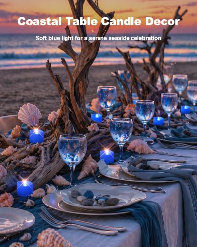 Homemory 12-Pack Blue Flameless Battery Tea Light Candles, 200+ Hours - color: Blue, size: Pack of 12