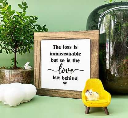Gkwa Memorial Sign, Box Wood Plaque Desk Décor, 5.9x5.9x0.7 inches, Pine, Rustic Design, Ideal Condolence Gift