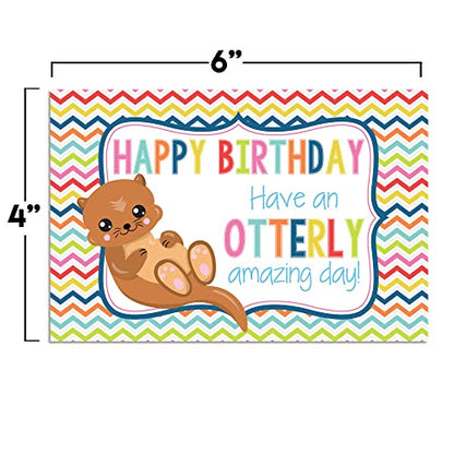 Adorable Otter OTTERLY Amazing Day Birthday Pun Themed Single (1) All Occasion Blank Birthday Card To Send To Friends & Family, 4"x 6" (when folded) Fill In Greeting Note Card by AmandaCreation - style: OTTERLY Amazing Day