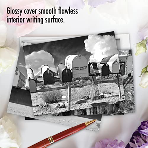 The Best Card Company - 10 Blank Note Cards with Envelopes (4 x 5.12 Inch) - Black & White Photos, Bulk Boxed Set - In the Mail M9681OCB - style: In The Mail