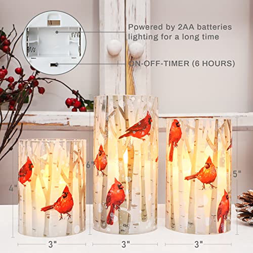 Crystal Club Christmas Flameless Candles with Remote, Cardinal Theme - style: Cardinal Theme