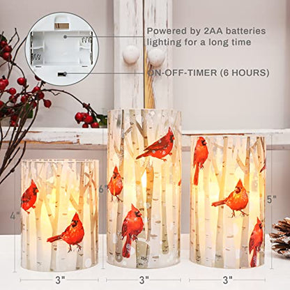 Crystal Club Christmas Flameless Candles with Remote, Cardinal Theme - style: Cardinal Theme