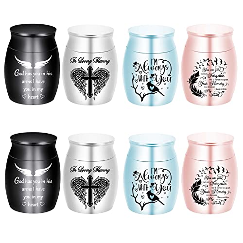 Aluminium Mini Urns - Set of 8, Color Small Keepsake Urns - Memorial Urn (8Pcs - Urn) - color: 8pcs -Urn