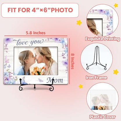 DETIHO Mom Picture Frame, 4"x6" Mothers Day Photo Gifts，Mom Wooden Picture - style: love you mom