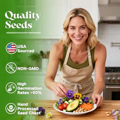 Lush&Dew Edible Flower Seed Bank with Almanac, Gardening Gifts for Women | 32 Types 30,000+ Non-GMO Heirloom Seeds for Planting Culinary Flowers, Survival Seed Kit, Gardener Gifts, Annuals Perennials - style: Edible Flowers