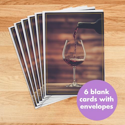 Designer Greetings For Your Words, Blank Cards 6 Pack | Wine Design, Boxed Card Set, Matching Envelopes - color: Wine