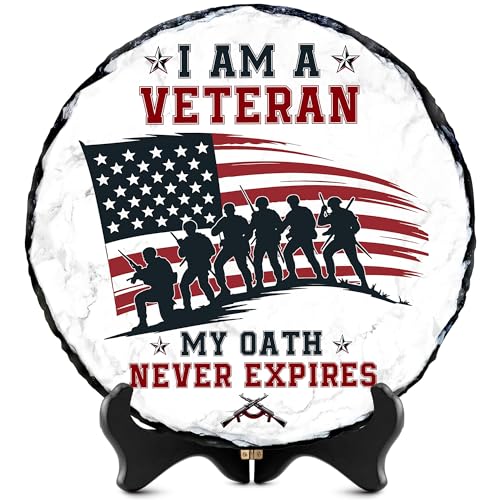 Veteran Decorative Plaque – “I Am a Veteran, My Oath Never Expires” Patriotic Slate Sign, Veteran Gifts for Men, Unique Military Gifts for Veterans - color: Veteran