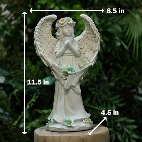 Solar Garden Statues Outdoor Decor Resin Lights Garden Angel Statues for Outside Lawn Yard Patio Balcony Art Sculptures Gifts for Mom Women - size: 7*5*13 in