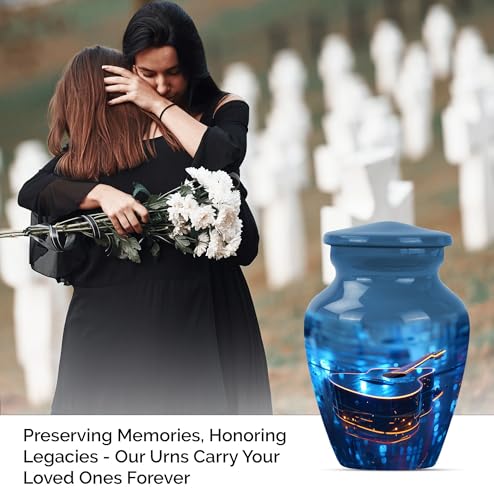 Vibrant Guitar Urn for Human Ashes - color: Blue Guitar, size: 3 Inch - Pack of 1