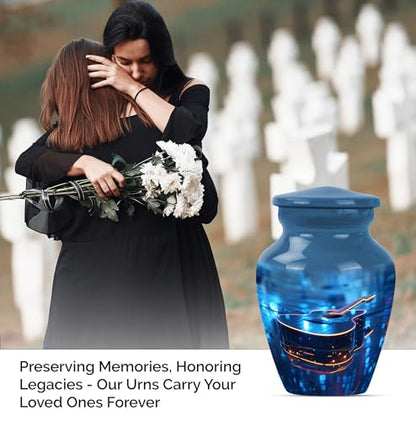 Vibrant Guitar Urn for Human Ashes - color: Blue Guitar, size: 3 Inch - Pack of 1