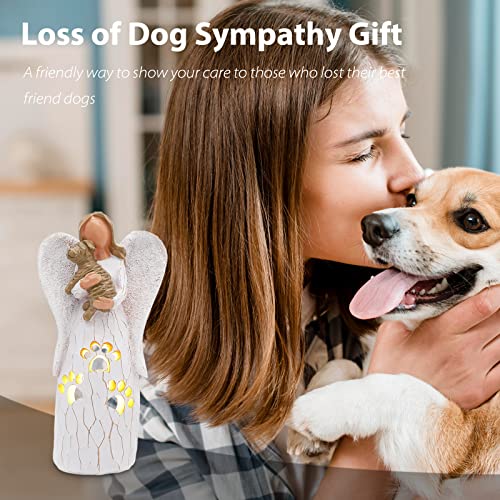 BEARAE Loss of Dog Sympathy Gift, Dog Memorial Gifts, Pet Loss Candle Holder Figurine Statue, Dogs Passing Away Remembrance Gifts, Puppy Angel Figurine Bereavement for Pet Owners - color: White #1