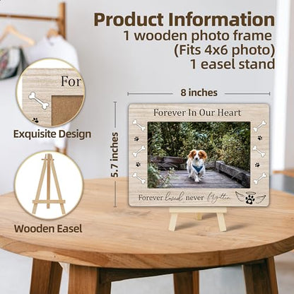 Picture Frames 4x6 | Dog Memorial Death Sympathy Gifts Wooden Picture Frame for Dog Lover, Pet Loss Sympathy Gift Desk Tabletop Shelf Decor (A20) - style: forever in our heart