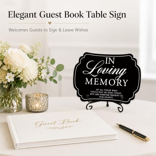 Wedding Table Sign - In Loving Memory - with Metal Stand, Wooden Reception Decor, 5x7 Inch Wedding Signs for Memory Table, Wedding Party, Pet Souvenirs, and other decorations & accessories (Black)- 07