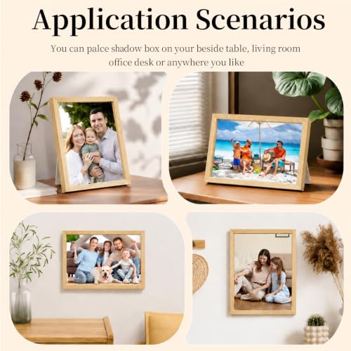 Shadow Box Frame 8"x 10"- 4 Pack Wood Deep Shadowbox with Glass - size: 8x10-4pcs-wood
