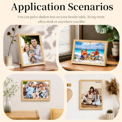 Shadow Box Frame 8"x 10"- 4 Pack Wood Deep Shadowbox with Glass - size: 8x10-4pcs-wood