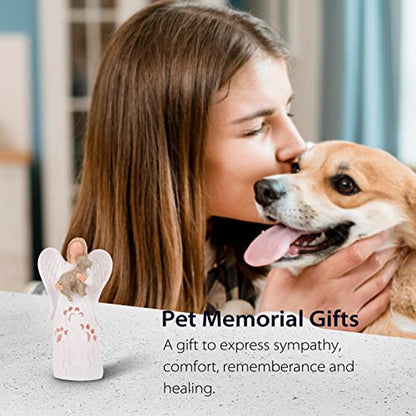 BEARAE Loss of Dog Sympathy Gift, Dog Memorial Gifts, Loss of Dog Candle Holder, Dog Passing Away Statue, Dog Angel Figurine, Pet Memorial Gifts for Dogs - color: White #3