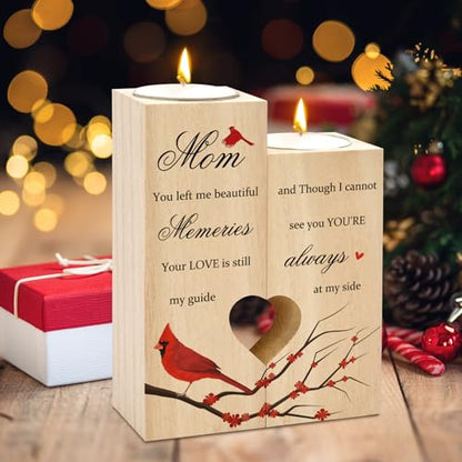 Sympathy Gifts for Loss of Mom Wooden Cardinal Candle Holder Memorial Gifts Funeral Decorations Table Decor Mom Thinking of You Remembrance Condolence Grief Presents for Loss of Loved One Mother