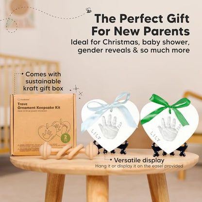 Baby Handprint Footprint Ornament Keepsake Kit, Newborn Imprint (Duo Heart) - color: Duo Heart