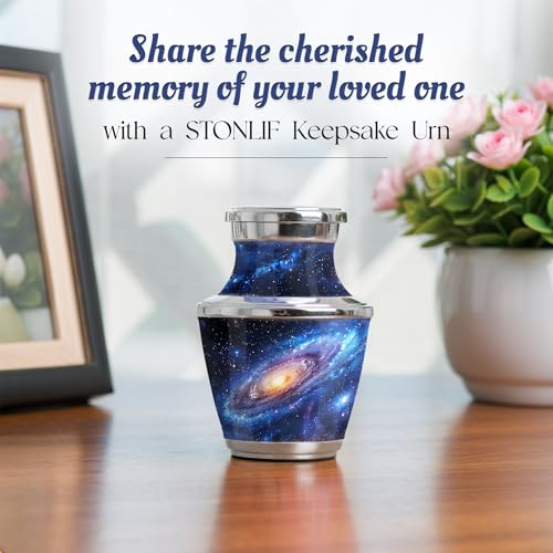 Deep Cosmos Keepsake Cremation Urn for Human Ashes – Small Aluminum Memorial Burial Urn for Men & Women, Decorative Display - size: Small Keepsake