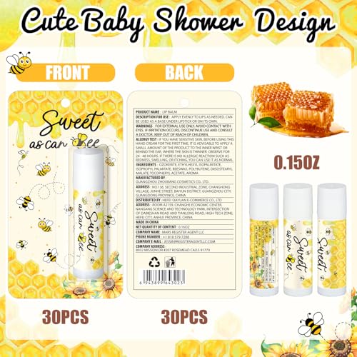 30 Pack Sweet as Can Bee Bulk Baby Shower Games Prizes Party Gifts Lip Balms Favors for Winners Adults Guests Gender Reveal Favors Decorations Baby Shower Souvenirs Gift Bags Stuffers - style: Sweet As Can Bee