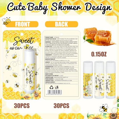 30 Pack Sweet as Can Bee Bulk Baby Shower Games Prizes Party Gifts Lip Balms Favors for Winners Adults Guests Gender Reveal Favors Decorations Baby Shower Souvenirs Gift Bags Stuffers - style: Sweet As Can Bee