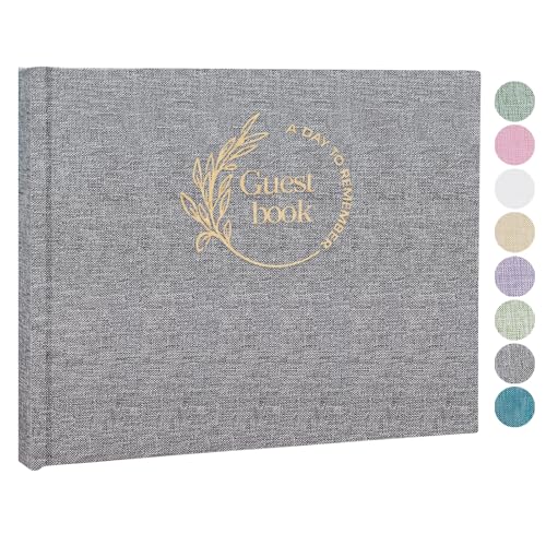 Gray Linen Guest Book - Polaroid Photo Guestbook Sign (80 Pages) for Wedding Reception, Baby Shower & Graduation - Guest Sign-in Book - color: Gray