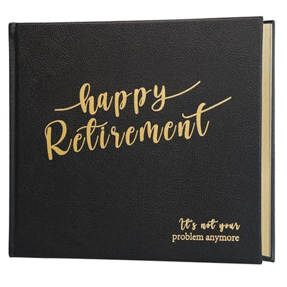 Lankaiva Happy Retirement Guest Book – Keepsake Photo Album & Memory Book for Retirement Party, Farewell Signing Gift for Colleagues, Friends, Women and Men, Black - color: Black