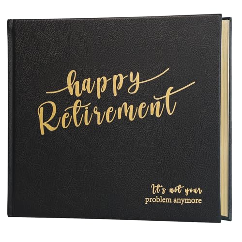 Lankaiva Happy Retirement Guest Book – Keepsake Photo Album & Memory Book for Retirement Party, Farewell Signing Gift for Colleagues, Friends, Women and Men, Black - color: Black