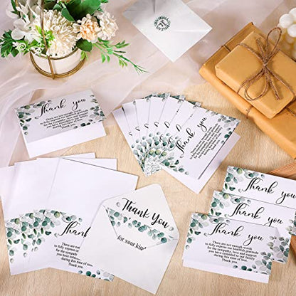 Marspark 25 Pack Funeral Thank You Cards Sympathy Envelopes, Leaves | Bereavement Message Memorial Postcards with Stickers, for Loved Ones Family Friends, Celebration of Life - style: Leaves