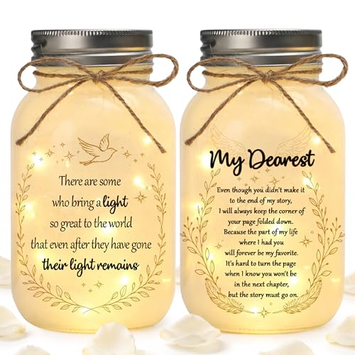Fathers Day Memorial Gifts, Memory Jar for Celebration of Life, Memory Jar, Sympathy Gift for Loss of Loved One, Funeral Gifts for Loss of Father Son, Sympathy Lamp Night Light, Best Bereavement Gift - color: Memorial