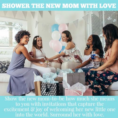 Amanda Creation Sea Turtle Baby Shower Invitations, 20 Pack 5x7 Under the Sea Kit with Diaper Raffle, Book Request Cards & Envelopes - style: Sea Turtle
