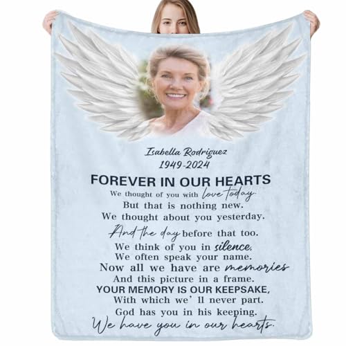 Custom Memorial Blanket with Picture Personalized Sympathy Remembrance Condolences Bereavement Gifts Sympathy Gifts for Loss of Loved One Mother Dad Grandma Grandpa Sister Daughter Friend - color: Design12